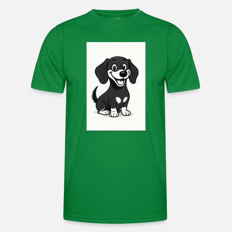 Teckel heureux noir et blanc T-shirt sport Homme