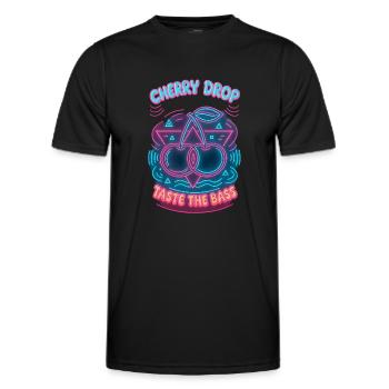 Cherry Drop – Taste the Bass Neon Design - Männer Funktions-T-Shirt - Schwarz - Vorne - AI Model Male 178 dark (178cm)