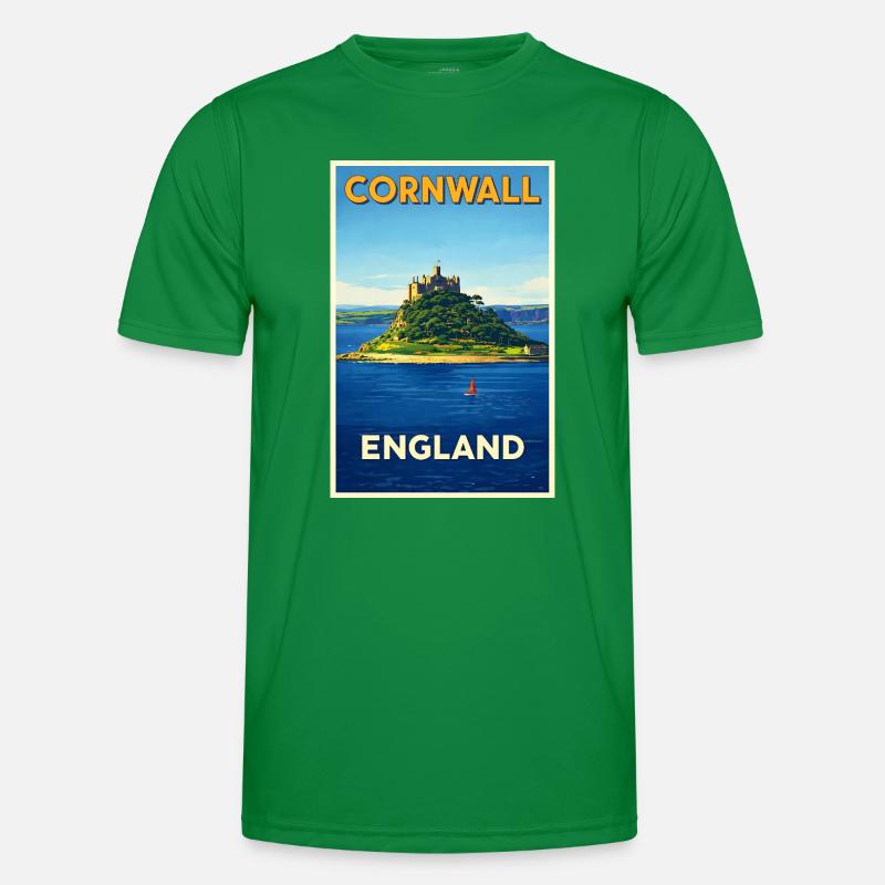 Cornwall England – Affiche de voyage rétro T-shirt sport Homme
