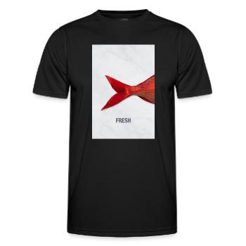 Fresh Fish Design minimaliste Modern - T-shirt sport Homme - noir - Devant - AI Model Male 178 dark (178cm)