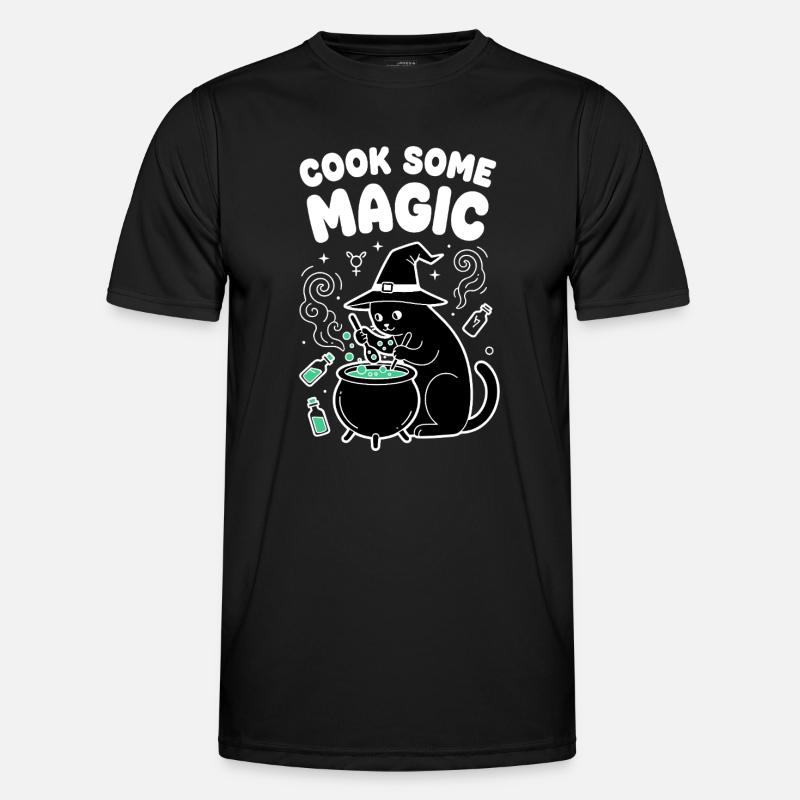 Cat magic in the cauldron - Men's Functional T-Shirt - black