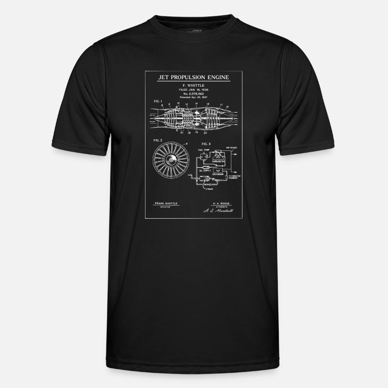 Jet Propulsion Engine Blueprint - Men's Functional T-Shirt - black