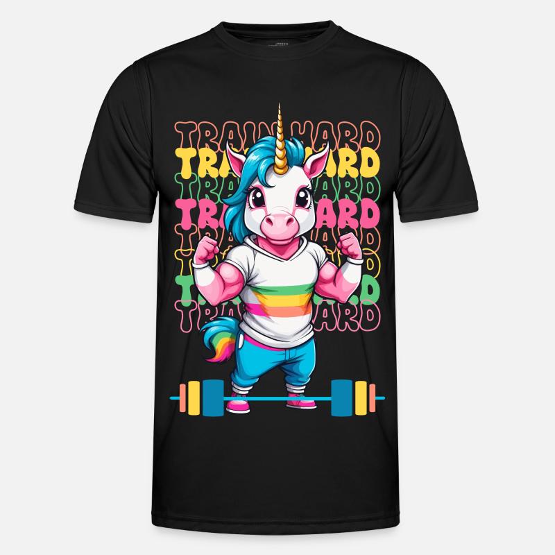 Bodybuilder Einhorn - Männer Funktions-T-Shirt - Schwarz