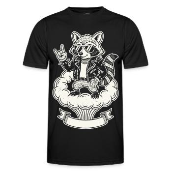Retro Waschbär Musik Rock Band Lustig Süß - Männer Funktions-T-Shirt - Schwarz - Vorne - AI Model Male 178 dark (178cm)