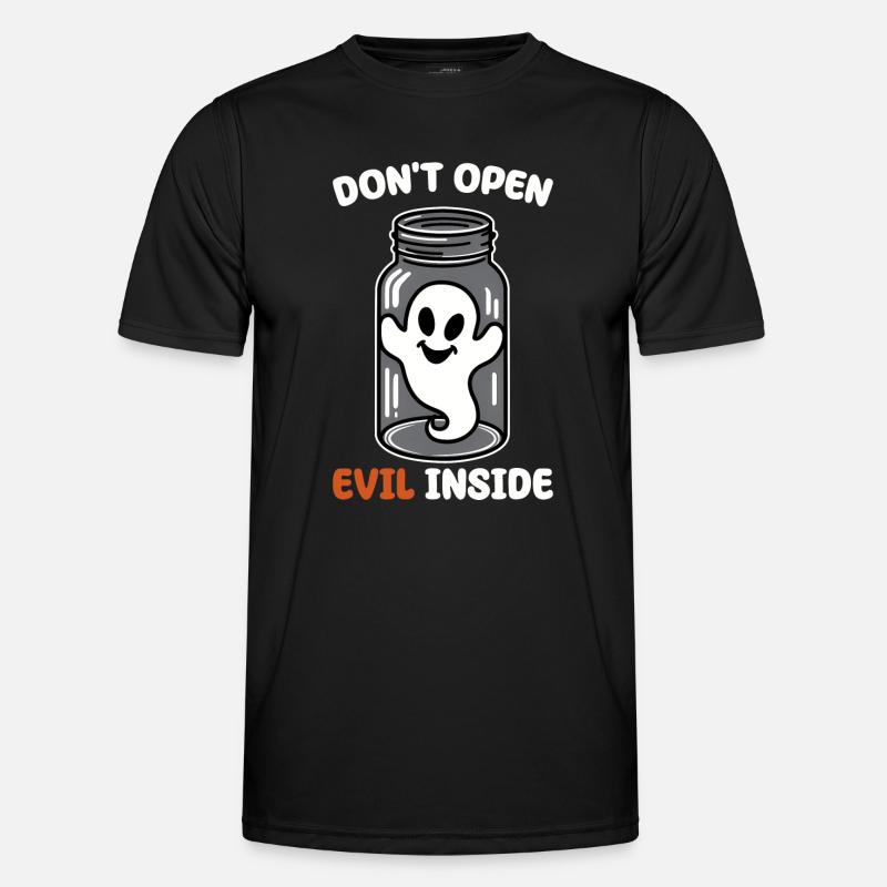 Don't open it – evil in it! Funny ghost design - Men's Functional T-Shirt - black