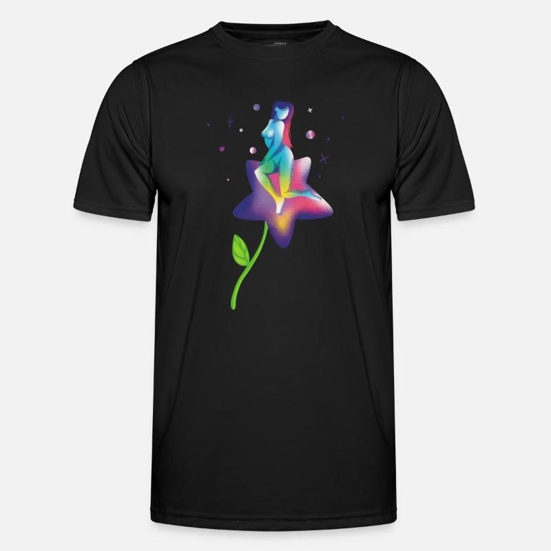 Rainbow Star Bloom - Men's Functional T-Shirt - black