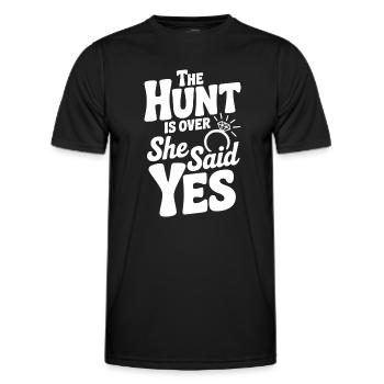 The Hunt is Over She Said Yes - T-shirt sport Homme - noir - Devant - AI Model Male 178 dark (178cm)