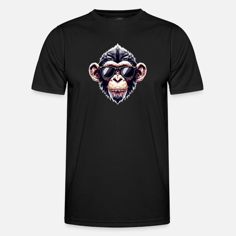 Monkey Glasses Polygon - Men's Functional T-Shirt - black