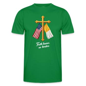 Drapeau américain et du Vatican - T-shirt sport Homme - vert - Devant - AI Model Male 178 dark (178cm)