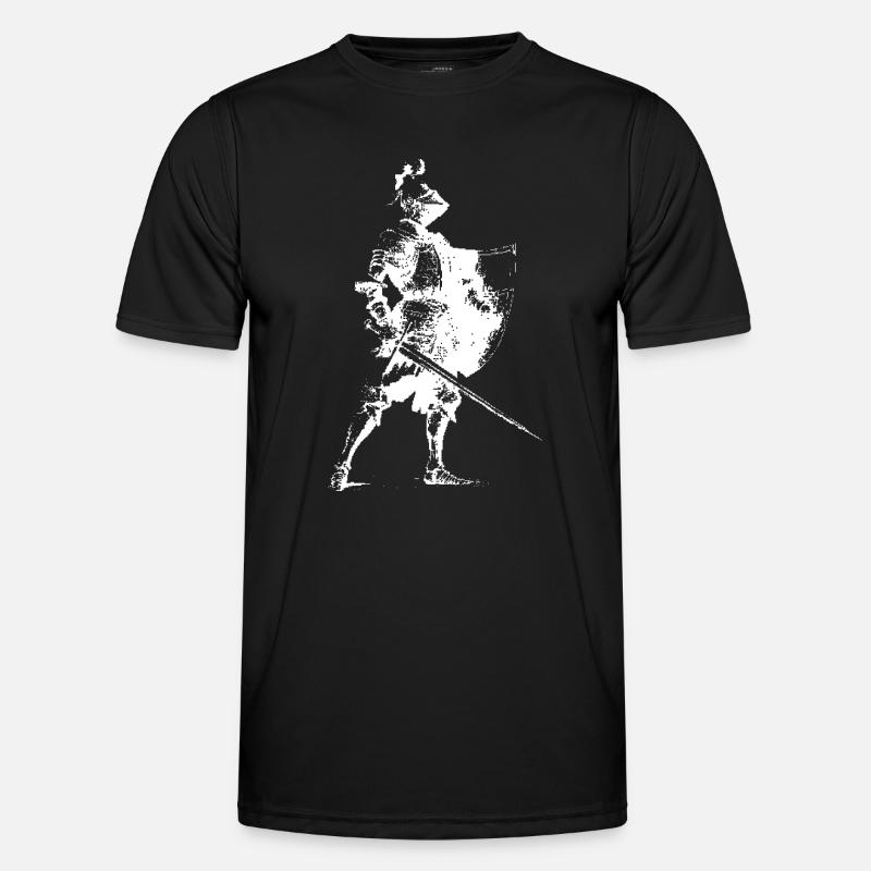 Knight Silhouette with Shield - Men's Functional T-Shirt - black