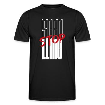Stop Scrolling Typography design - Men's Functional T-Shirt - black - Front - AI Model Male 178 dark (178cm)