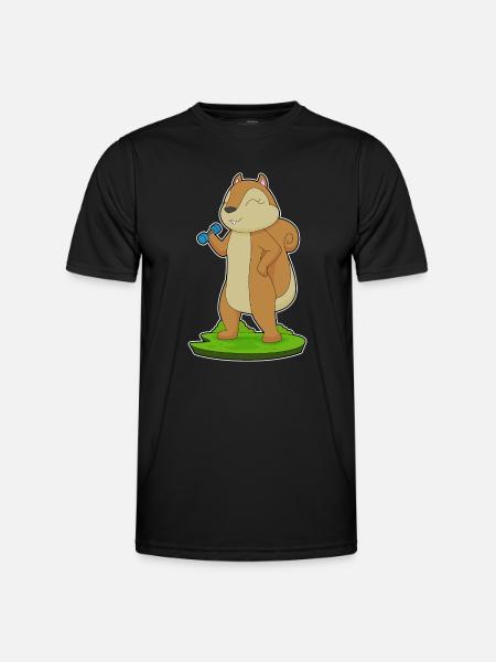 Eichhörnchen Bodybuilder Hantel Bodybuilding - Männer Funktions-T-Shirt - Schwarz