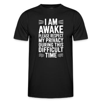 Je suis réveillé, veuillez respecter mon intimité - T-shirt sport Homme - noir - Devant - AI Model Male 178 dark (178cm)