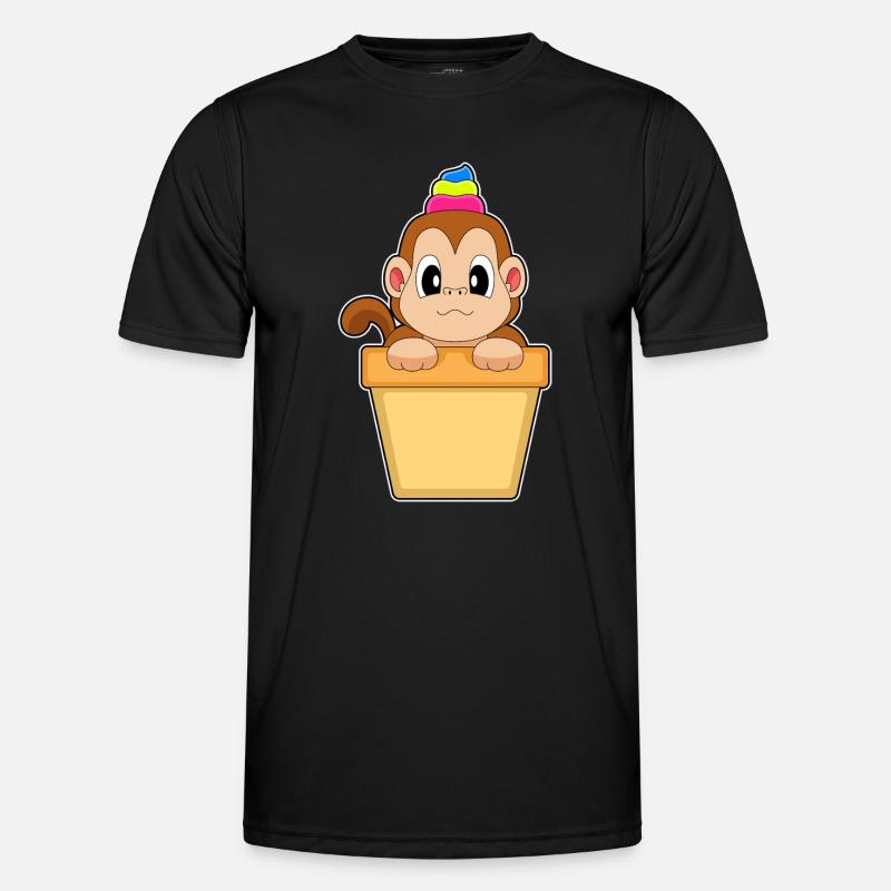 Affe Eisbecher - Männer Funktions-T-Shirt - Schwarz