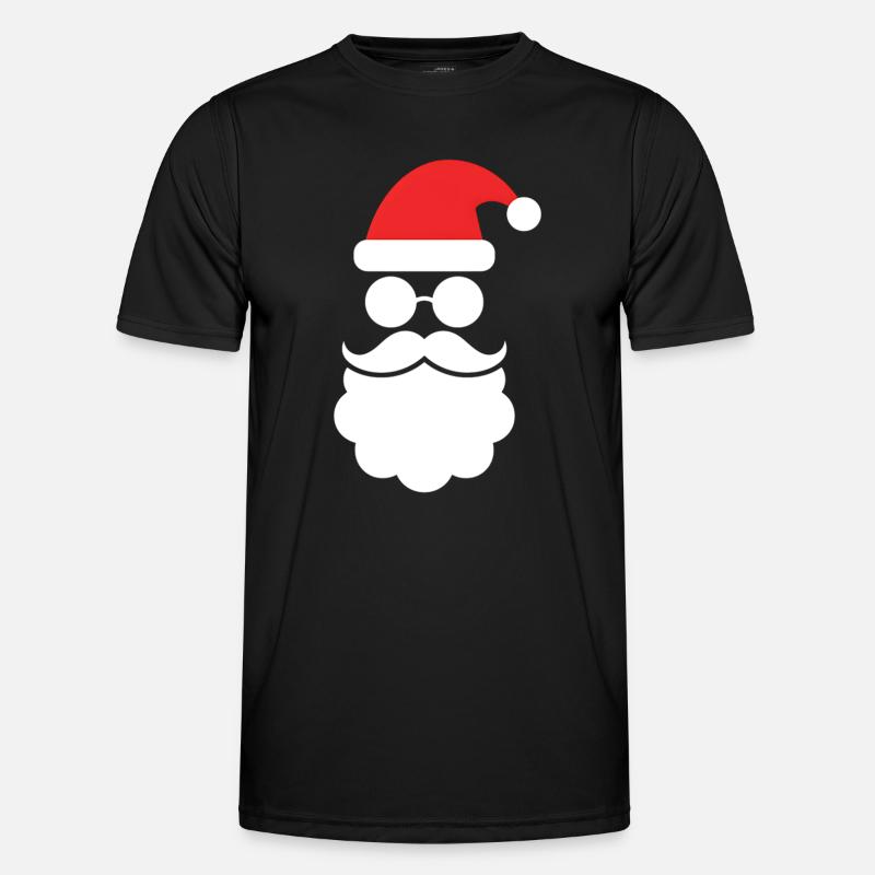 Weihnachtsmann mit Bart Minimal Kopf Design - Männer Funktions-T-Shirt - Schwarz