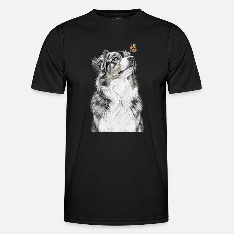 Aussie blickt Schmetterling Australian Shepherd - Männer Funktions-T-Shirt - Schwarz