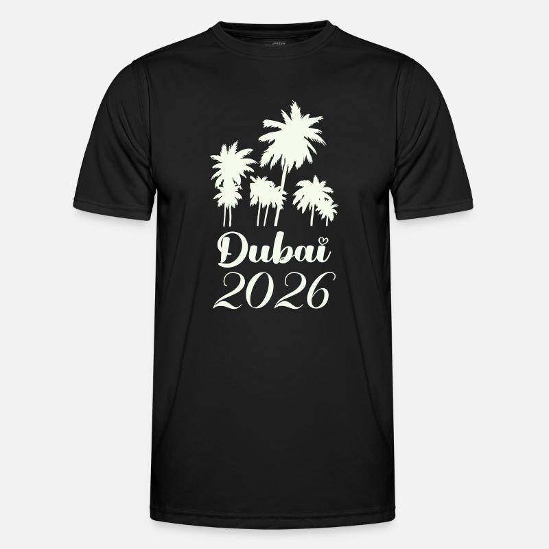 Dubai Palmen 2026 Script - Männer Funktions-T-Shirt - Schwarz