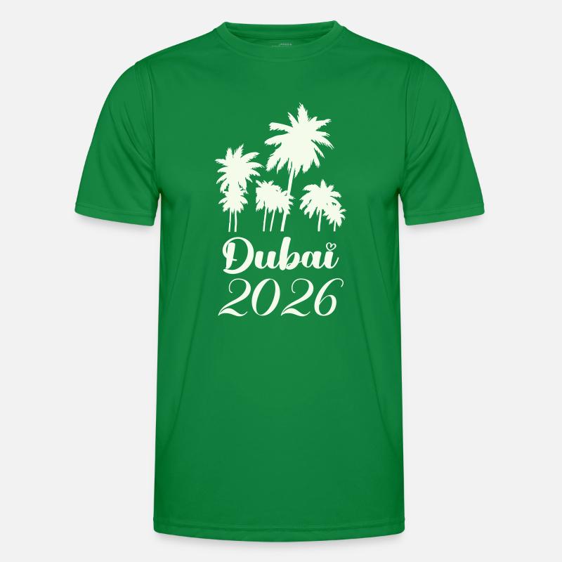 Dubai Palmen 2026 Script Männer Funktions-T-Shirt