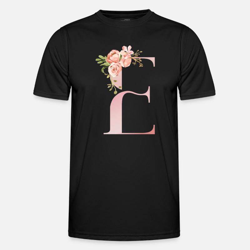 Pastellflorales Monogramm E Männer Funktions-T-Shirt