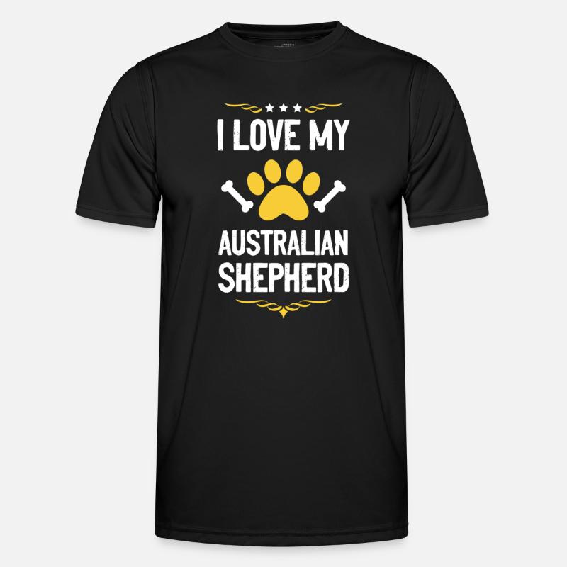 Ich liebe Aussie Shepherd - Männer Funktions-T-Shirt - Schwarz