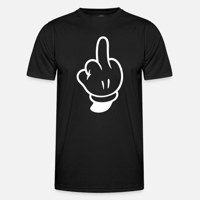 Middle Finger Hand Comic - Men's Functional T-Shirt - black