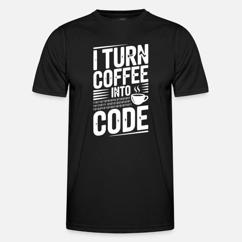 Ich verwandle Kaffee in Code - Männer Funktions-T-Shirt - Schwarz