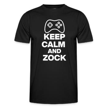 RESTEZ CALME ET JOUEZ ! CONSOLE GAMING GAMING PC blanc - T-shirt sport Homme - noir - Devant - AI Model Male 178 dark (178cm)