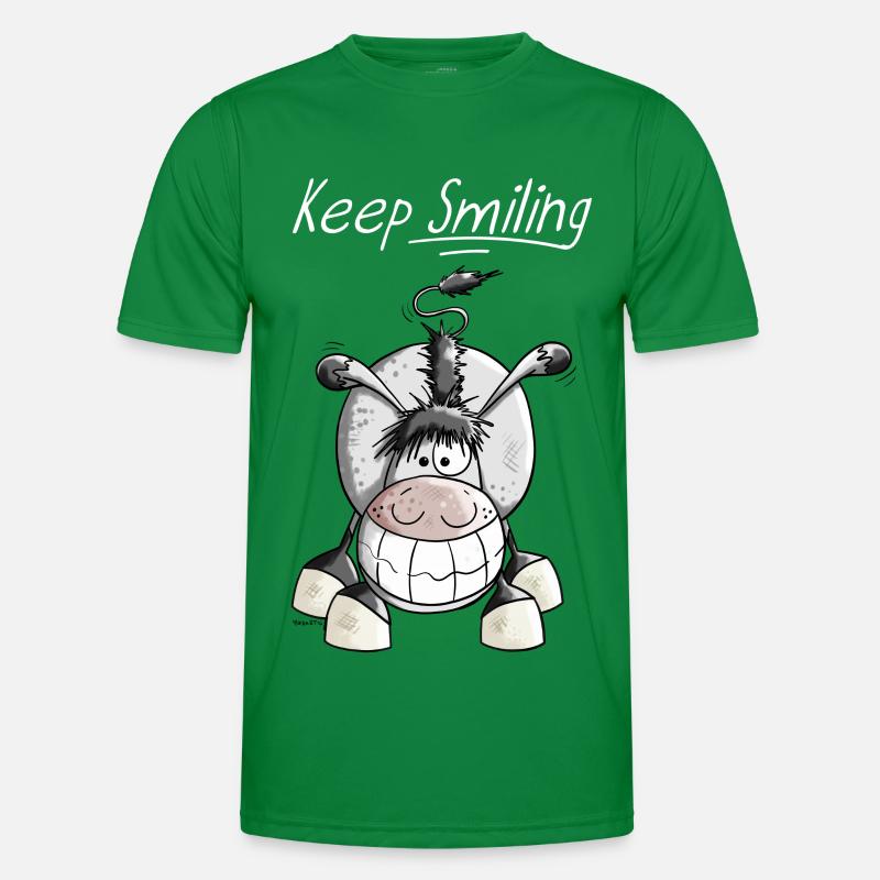 Keep Smiling Esel Männer Funktions-T-Shirt