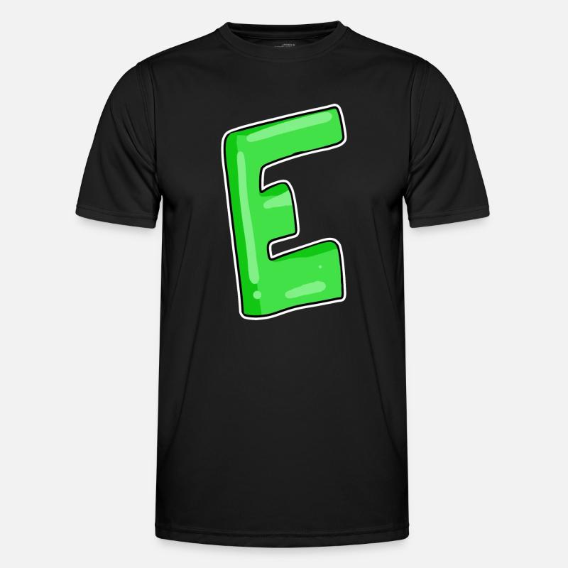 Buchstabe E Anfangsbuchstabe - Männer Funktions-T-Shirt - Schwarz