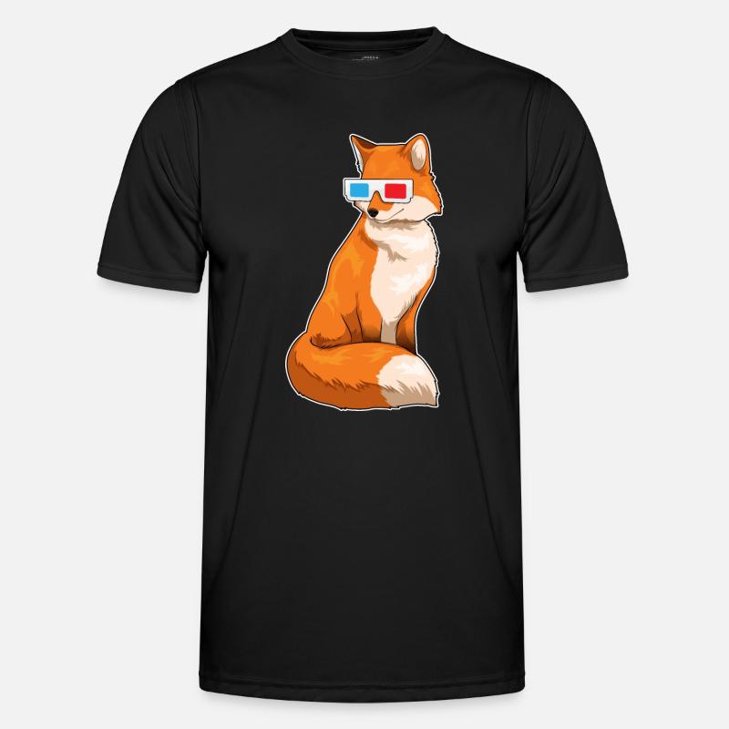 Fuchs Brille - Männer Funktions-T-Shirt - Schwarz