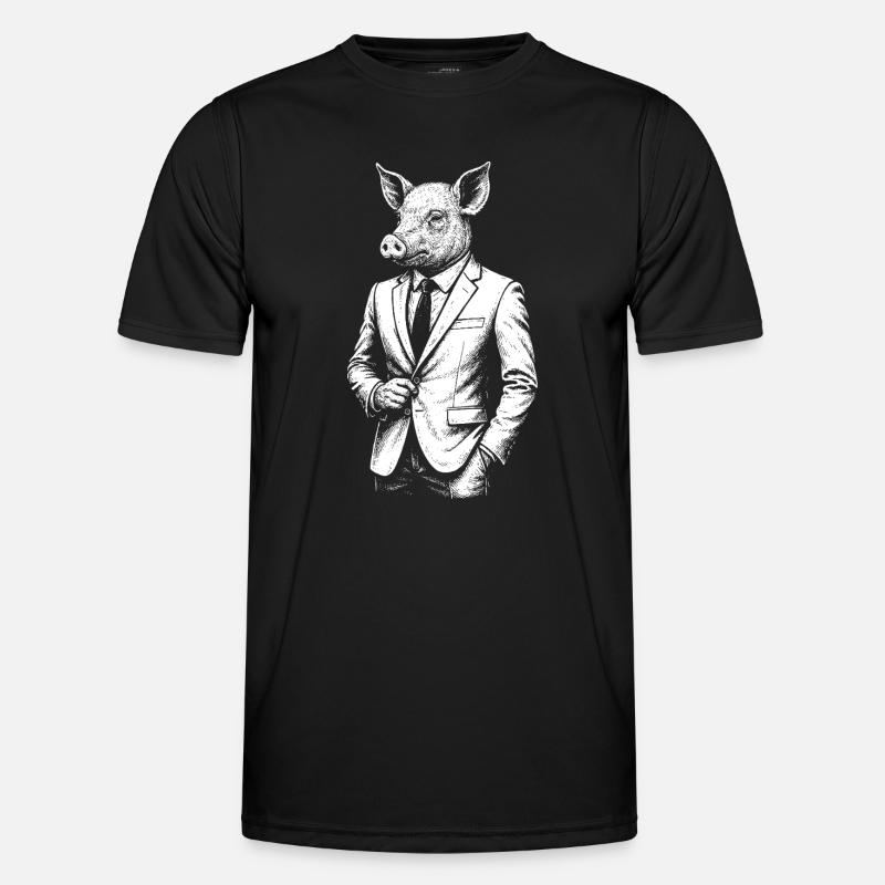 Dapper Pig in a Suit - Men's Functional T-Shirt - black