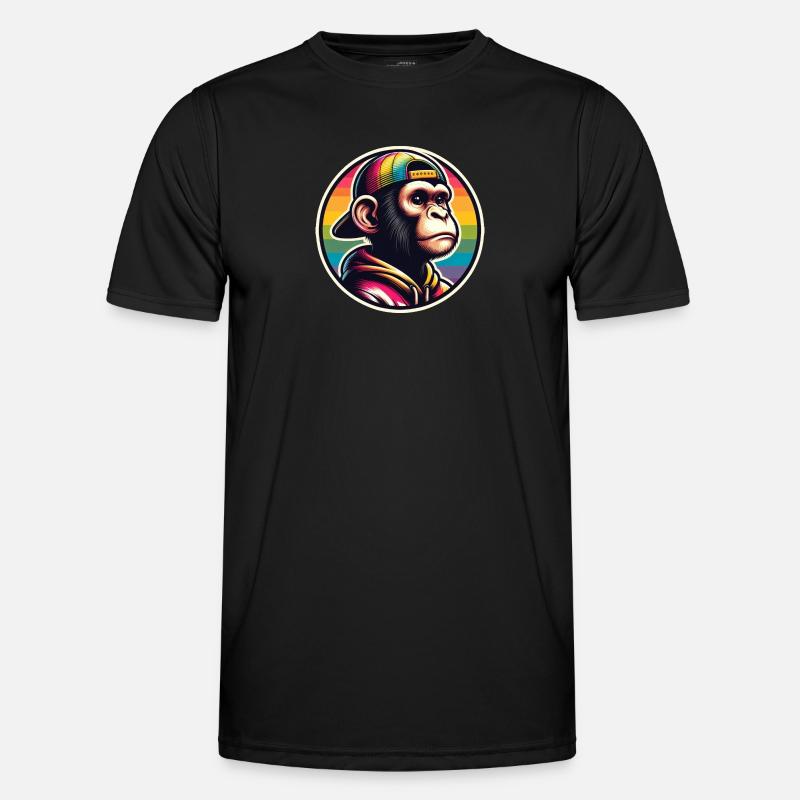 Monkey Hoodie Cap Rainbow - Men's Functional T-Shirt - black