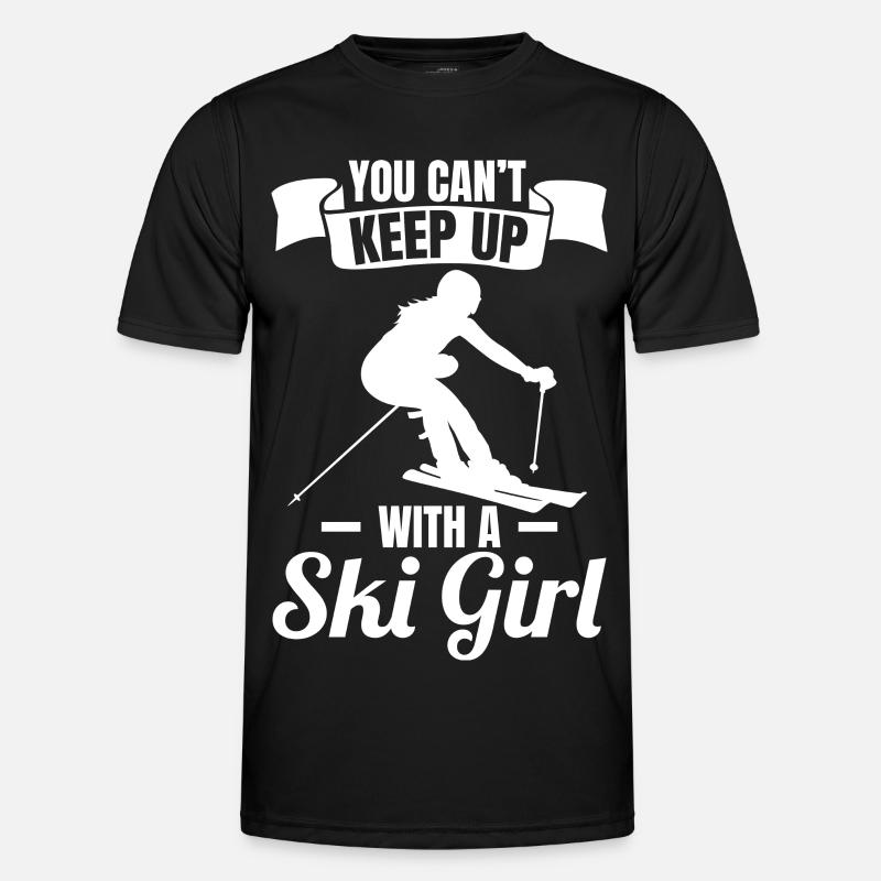 Ski Mädchen - Männer Funktions-T-Shirt - Schwarz