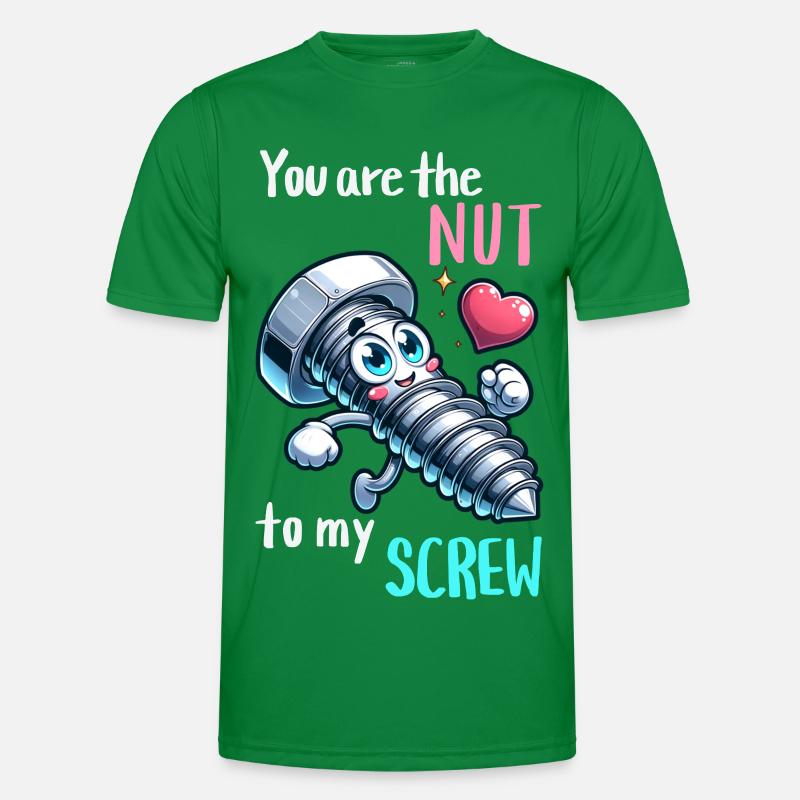 Funny Screwing Nut Pair Design Men's Functional T-Shirt