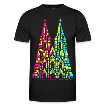 Cathédrale de Cologne, Carnaval, Carnaval, Confettis - T-shirt sport Homme - noir - Devant - AI Model Male 178 dark (178cm)