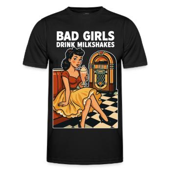 50s Pin-Up: Bad Girls Drink Milkshakes Rockabilly - Men's Functional T-Shirt - black - Front - AI Model Male 178 dark (178cm)