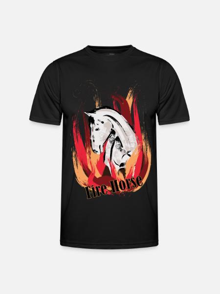 Feuerpferd – Illustration mit Flammen - Männer Funktions-T-Shirt - Schwarz
