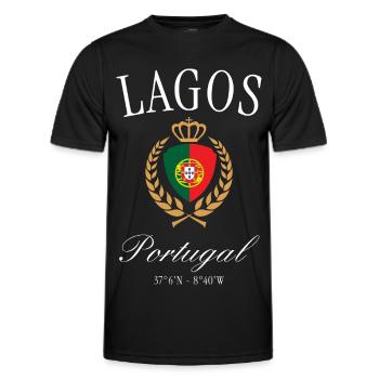 Couronne des armoiries de Lagos Portugal – Souvenir de voyage - T-shirt sport Homme - noir - Devant - AI Model Male 178 dark (178cm)