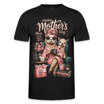 Lama Maman Cozy Fleurs Café - Mother's Day - T-shirt sport Homme - noir - Devant - AI Model Male 178 dark (178cm)