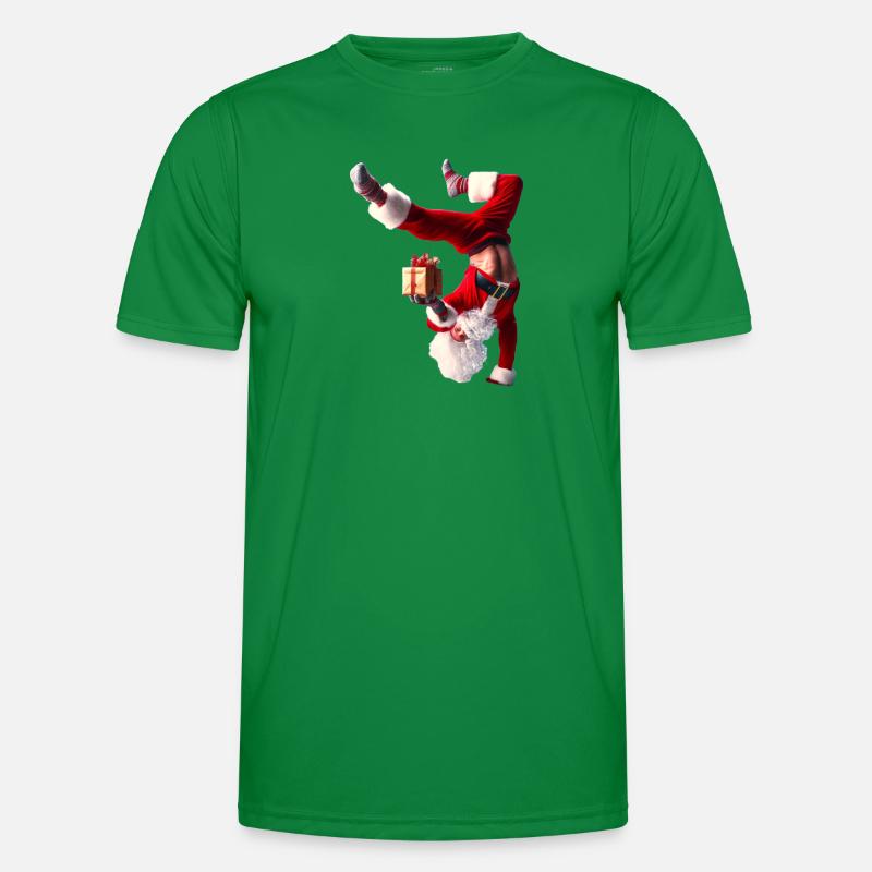Humorvoller Weihnachtsmann mit Geschenk Männer Funktions-T-Shirt