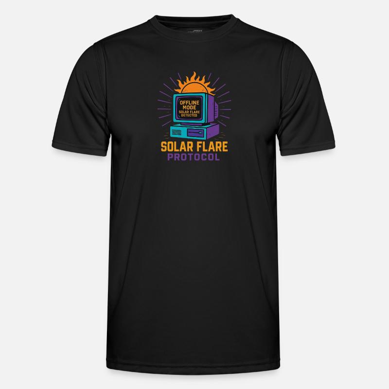 Retro Tech Solar Flare Protocol Tee - Men's Functional T-Shirt - black