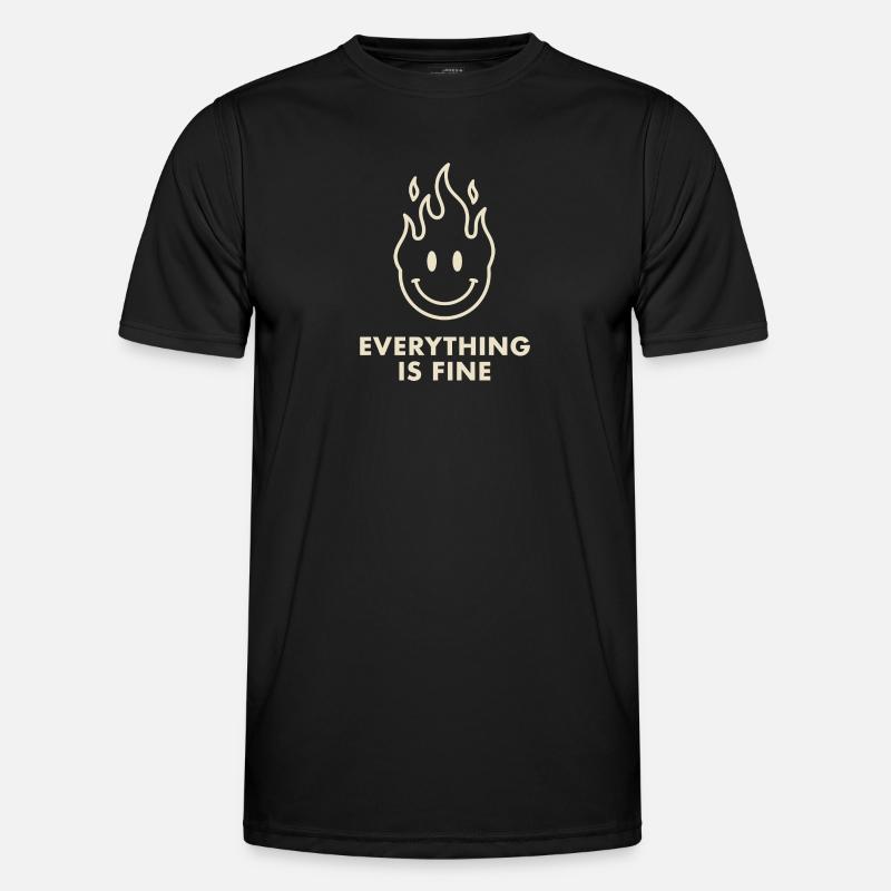 Flaming Smile with Everything Is Fine - Men's Functional T-Shirt - black