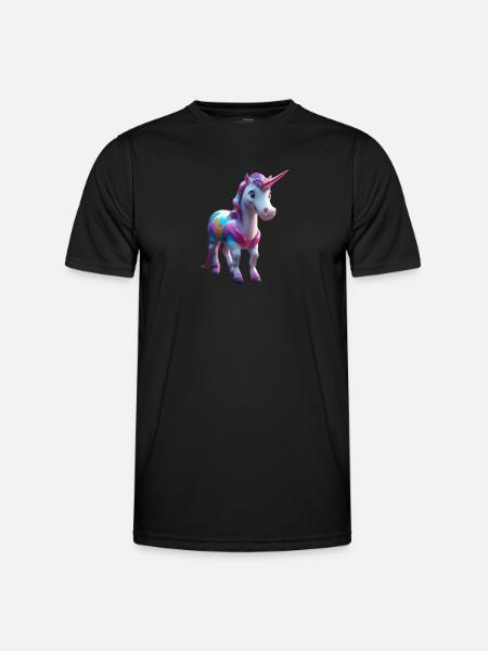 Rainbow Mane Unicorn Tee - Männer Funktions-T-Shirt - Schwarz