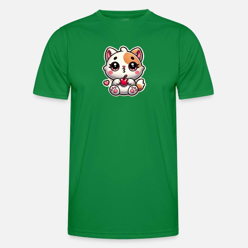 Rêve de chat mignon avec cerise T-shirt sport Homme