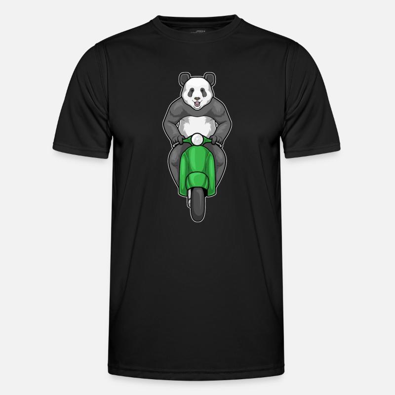 Panda Motorroller - Männer Funktions-T-Shirt - Schwarz