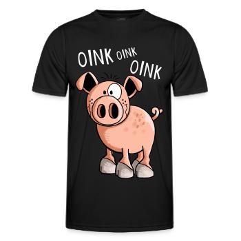 Kleines Oink Schwein - Comic - Schweine - Tiere - Männer Funktions-T-Shirt - Schwarz - Vorne - AI Model Male 178 dark (178cm)