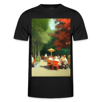 Café asiatique en plein air - T-shirt sport Homme - noir - Devant - AI Model Male 178 dark (178cm)