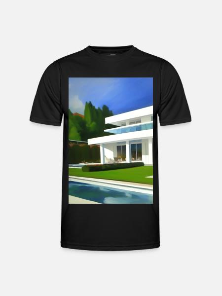 White villa with pool - Men's Functional T-Shirt - black