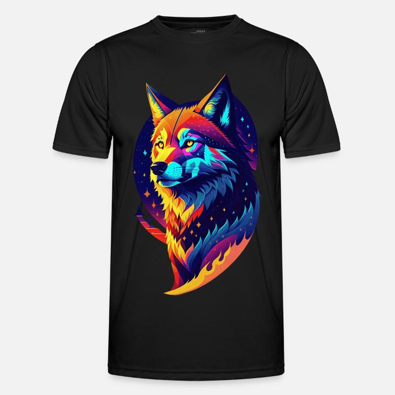 Wolf in the Night - Multicolored Decor Men's Functional T-Shirt