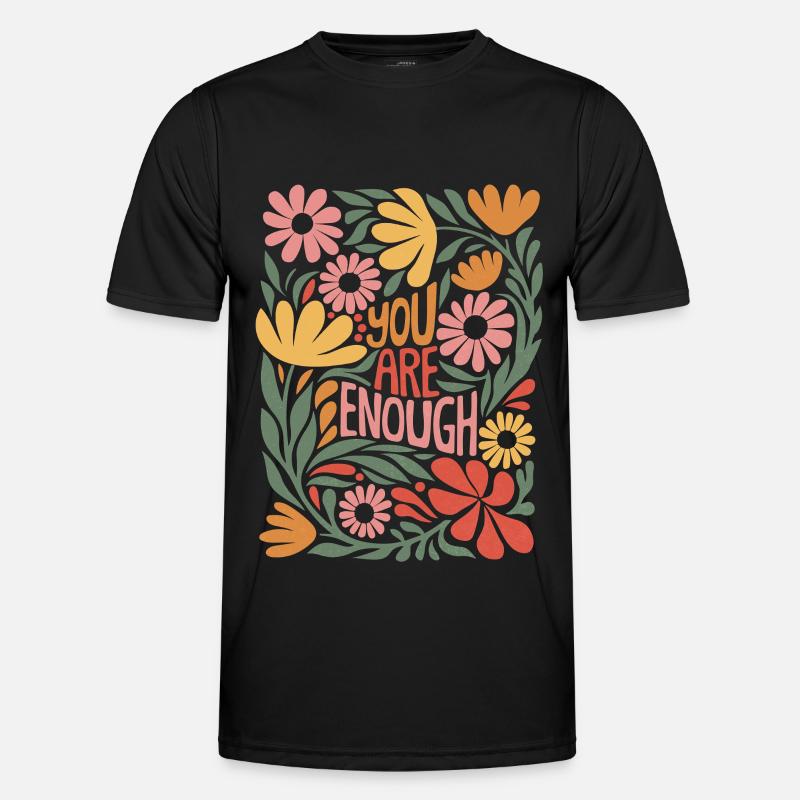 Positives Selbstliebe Boho-Blumendesign - Männer Funktions-T-Shirt - Schwarz